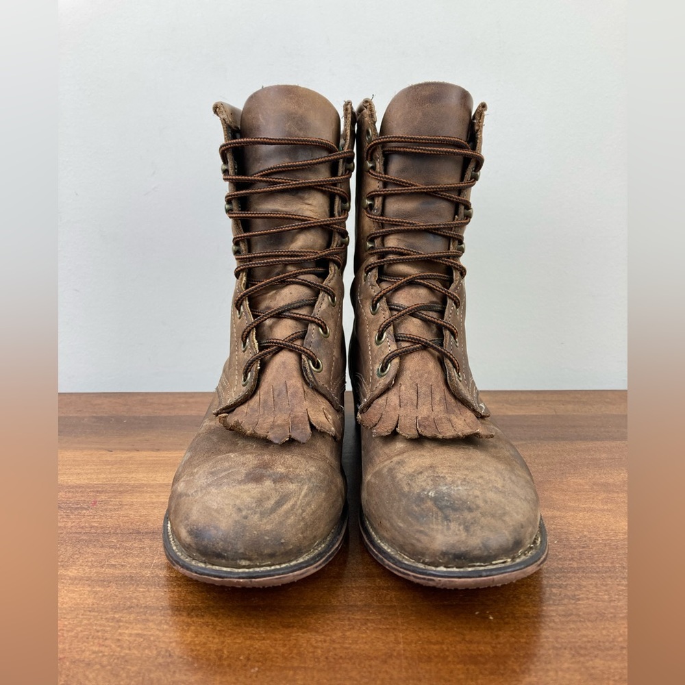 Laredo Brown Leather Western Kiltie Boots - Picture 4 of 13